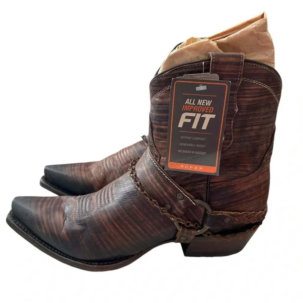 NWT Roper Selah Handcrafted Brown Ankle Boots - Picture 3 of 7